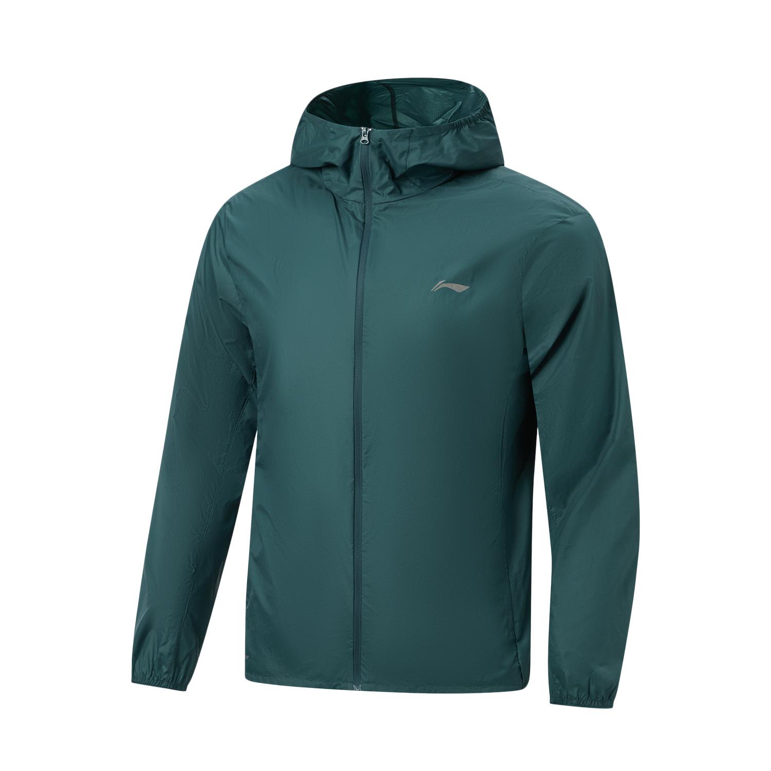 Li-Ning Однотонная ветровка с капюшоном на молнии, повседневная мужская верхняя одежда AFDW721-8 S