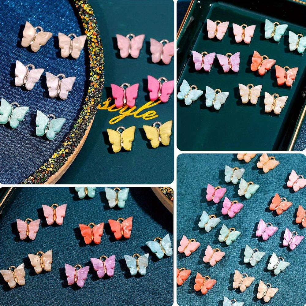 10/20/30pcs 10 color butterfly jewelry, alloy butterfly pendant necklace bracelet earring making accessories DIY jewelry making