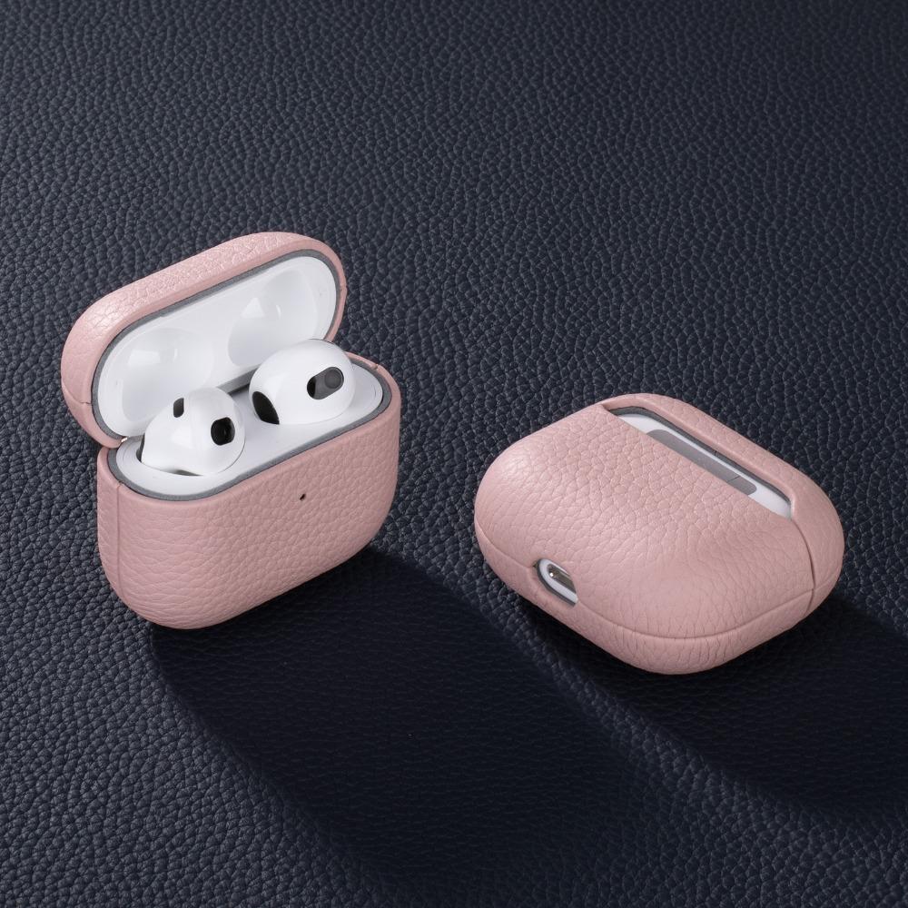 High Quality Lychee Pattern Genuine Leather Earphone Case For Apple AirPods Pro 3 2 AirPods 4 Business Bluetooth Headphone Cover