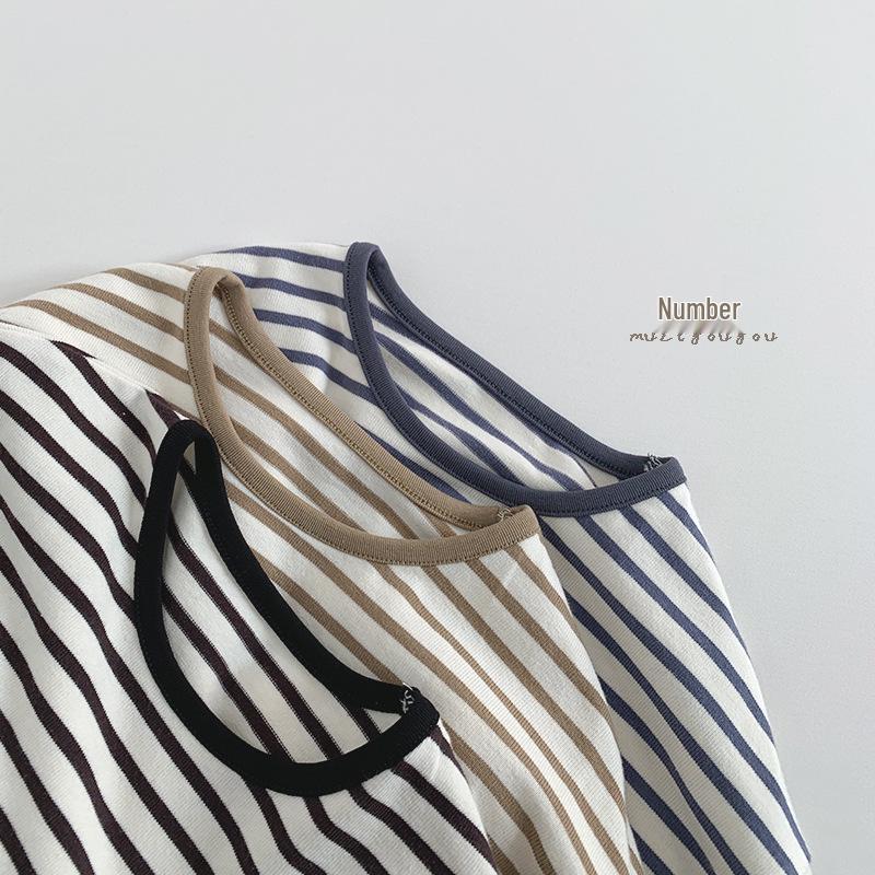 Kids' Striped Casual Korean-Style T-Shirt for Boys and Girls - Trendy and Versatile Baby and Children's Top