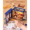 Leisure Time Tea Room DIY Miniature Toy 3D Wooden Puzzle Cozy Tea Room Miniature Openable Design Doll House Birthday Gift for Adults
