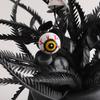 Spooky Skull Figurine, Black Red Rose Creepy Eyeballs Skeleton Halloween Table Centerpiece for Tabletop, Desk, Mantel, Shelf, Gothic Home Decor