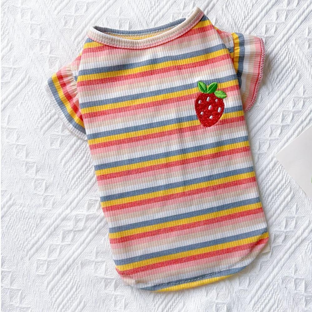Ruffle Striped Pet Outfit Breathable Puppy Skirt Cute Dog Striped Vest  Dogs T-shirt S оранжевый