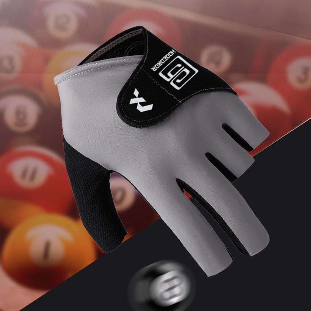 1PC Professional Half Finger Billiard Gloves For Left Hand Breathable Wear Resistant Ice Silk Gloves With Non-Slip Gasket Self-Adhesive Cloth Fixed