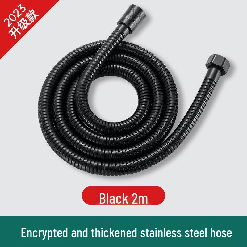 Stainless Steel Black Shower Hose - 1.5/2m for Bathroom Rain Shower Head.