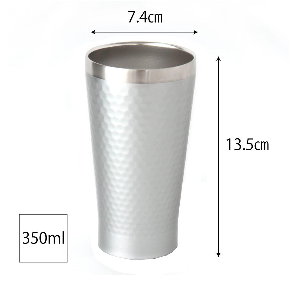 Thermo Tumbler Cup Pár Pivní šálek Pivní sklo Tepelná izolace Nerezová ocel Vakuově izolovaná dvojitá struktura 350 ml Dárková sada Stříbrná zlatá [Dolce