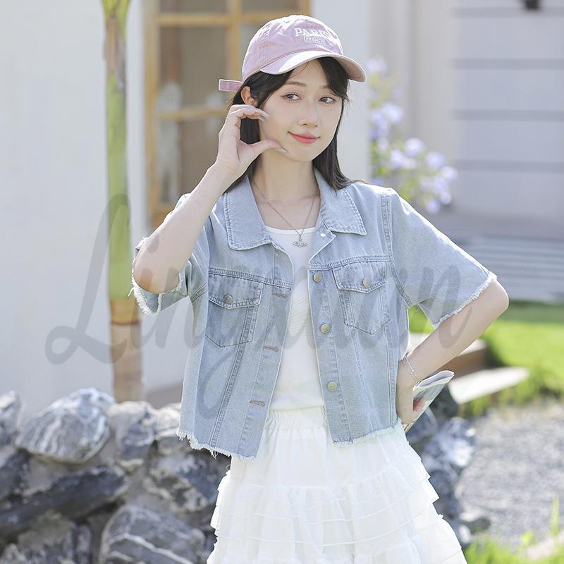 Korean Style Versatile Casual Soft Denim Top L