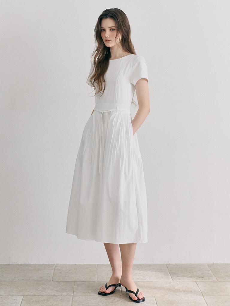 Etmont Pintuck Pleats Strap Dress, White