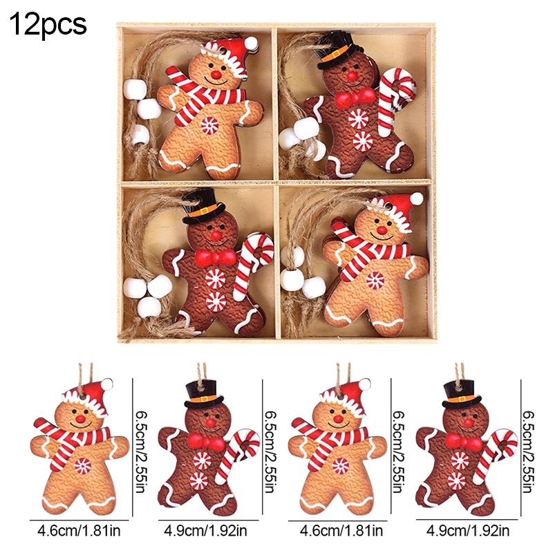 Christmas Wooden Pendants Gingerbread Man Gnomes Xmas Tree Hanging Oranment 2025 Noel Navidad Decorations for Home New Year Gift