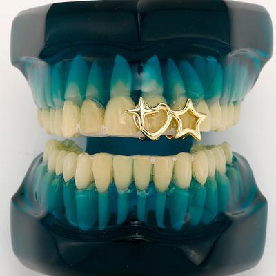 Fashion Hip Hop Dental Fangs Hollow Star Shape Copper Body Jewelry Cosplay Teeth Accessories Suitable for Celebrations