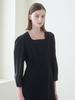 NOUVE Square Neck Stitch Dress - Black