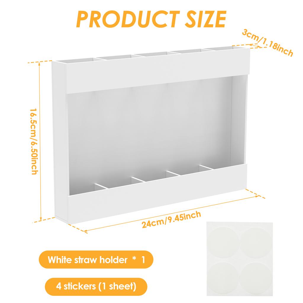 Acrylic Straw Holder With Sticker Reusable Straw Organizer Storage Rack for Drinking Straws Cabinet Door Mounted