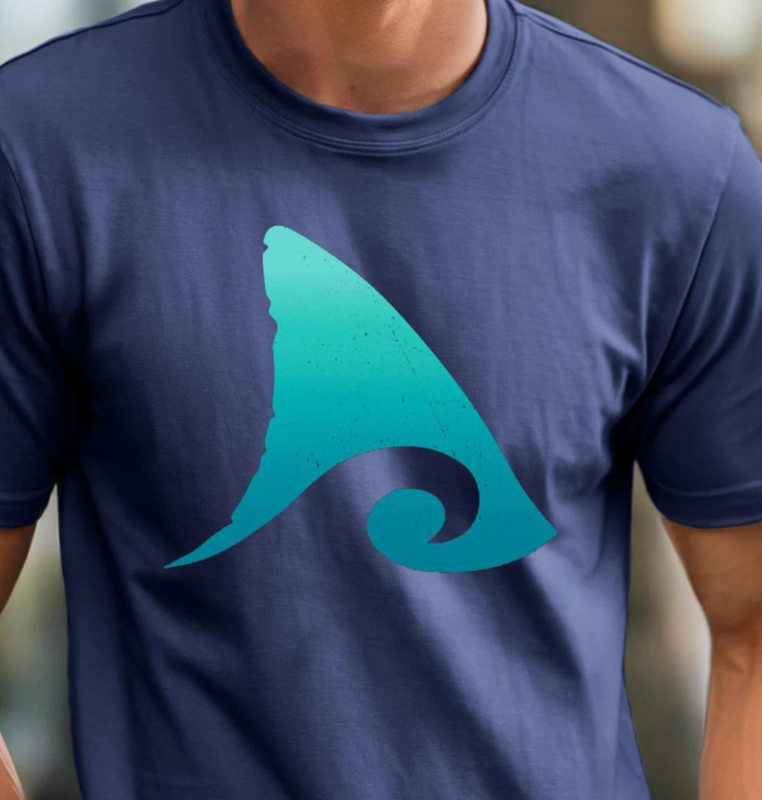 Shark Fin Wave T-shirt | Ocean Surf Graphic Tee, Ocean Wave Shirt, Beachwear L