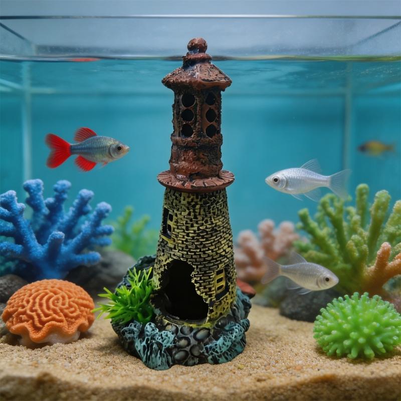 Harze Aquarien Leuchtturm Dekoration Handbemalt Aquarien Ornament Szenen Büros Ornament Skulptur