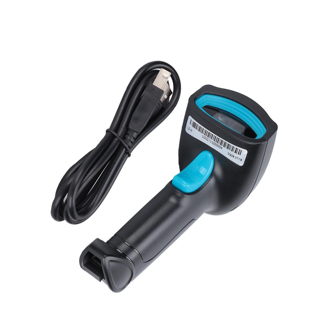 Barcode Scanner Handheld 360 Degrees  Reading Dustproof Waterproof Wireless QR Code USB Reader(Black Blue )