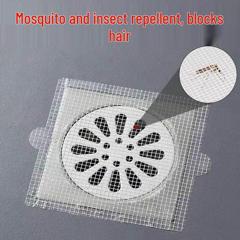 

Disposable Anti-Clog Hair Catcher and Insect-Proof Mesh Stickers for Bathroom and Kitchen Drains Round 9cm with ears белый