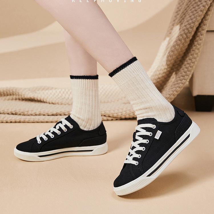 Anta Lifestyle Series Flat Casual Low-Top Sneakers Women sneakers Black White 922228603-1