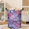 1pc Watercolor Seashell Laundry Basket with Sturdy Handle Tote Bag - Foldable Round Hamper Suitable for Bathroom,, Room, Portable Clothes Storage Orga