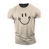 3D-gedrucktes Herren Sommer Kurzarm Lauf Sport Fitnessstudio Muskel T-Shirt Smiley Gesicht Übergroß Sportlich Lässig Hochwertige Kleidung
