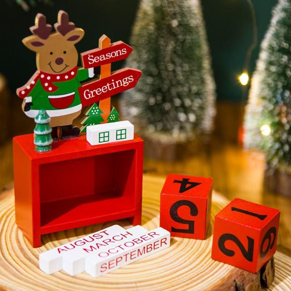 1Pc 7.3*14cm Christmas Decoration Wooden Calendar Display Window Desktop Decorations New Year Scene Originality Gift DIY
