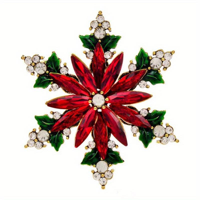 

Hot Sale Classic Women Girls Christmas Snowflakes Rhinestone Badges Pins Crystal Elegant Party Accessories New Year Gift