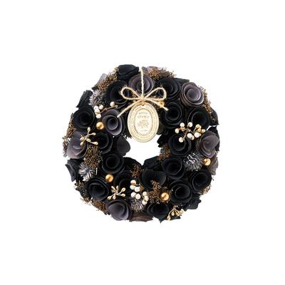 BACKYARD FAMILY One Color Wreath M Black Natural Materials Nuts Flowers Wood Handmade Front Door Wall Hanging Home Decor Interior Ornament 25cm
