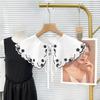 Embroidered Lace Flower Faux Collar Shawl Wrap with Adjustable Tie Design for Women Girl Formal Event and Daily Outfit