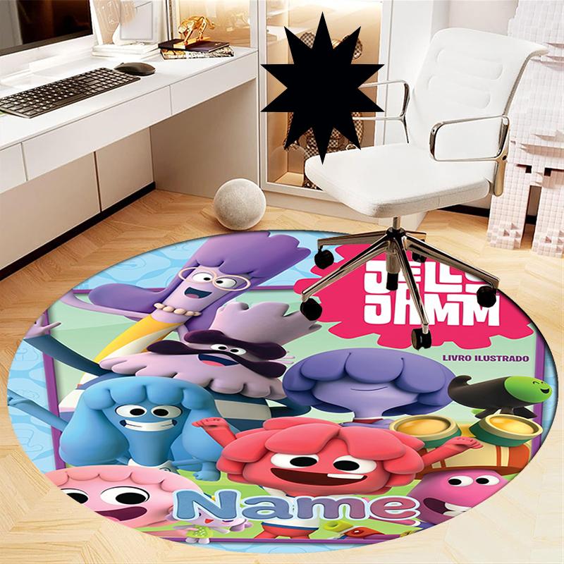 Custom Name Jelly Jamm Printed Round Rug Carpet Chair Rug Area Rug Entryway Doormats,for Office Chair Living Room Bedroom Kitchen Room.