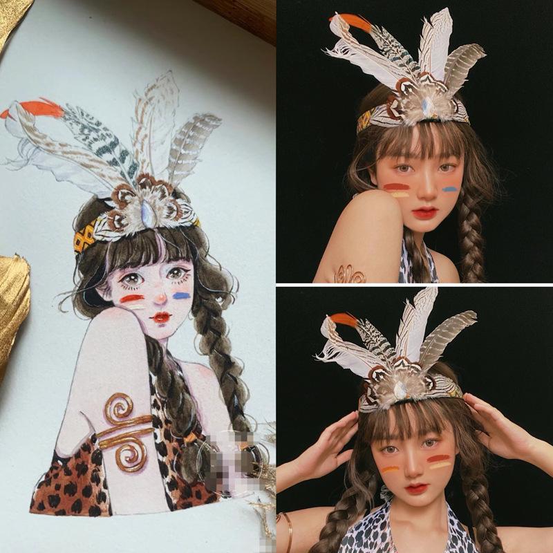 Indian Headdress Feather Headband for Children & Adults - Festival & Performance Costume