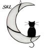 Acrylic Cat Suncatcher Hanging Pendant with Chain, Animal Ornament for Window Light Translucent Wall Decor, Cute Lover Gift Home Room Decoration Decor