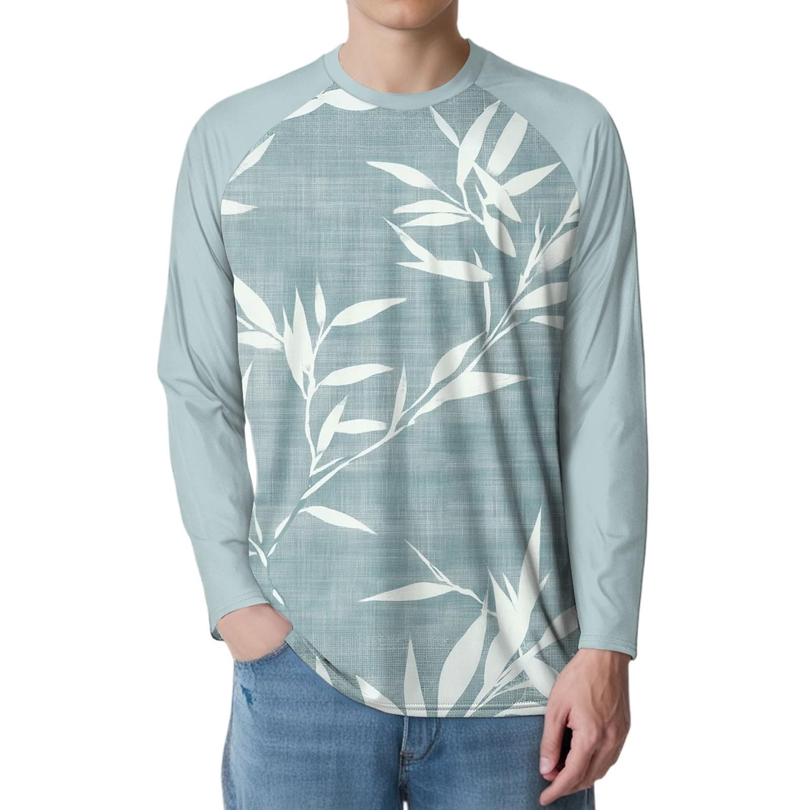 

Мужская мода принтованный реглан длинный рукав спортивный топ XL светло-синий