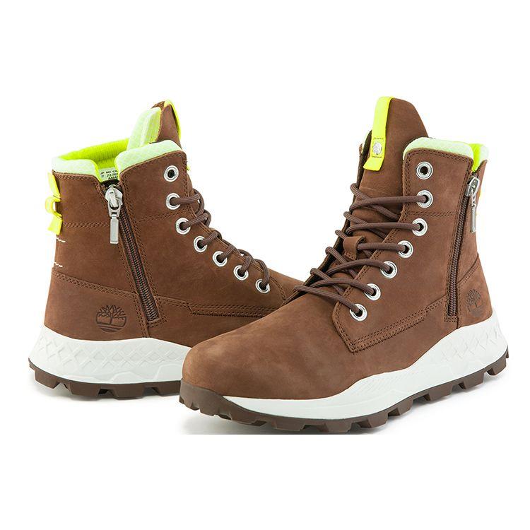 Timberland Brooklyn Series Top Layer Cowhide Warm Increased Height Comfortable Short Outdoor Boots Men boots Brown A2HVT