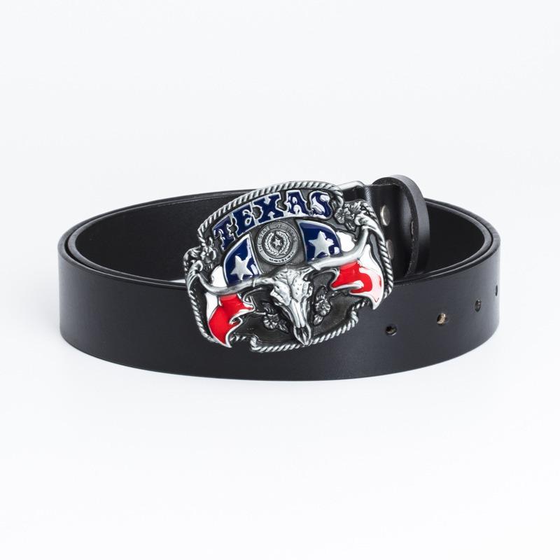 Pure Cowhide Domineering Cow Head Men's Belt Whole Ancient Tin Jeans Belt Belt