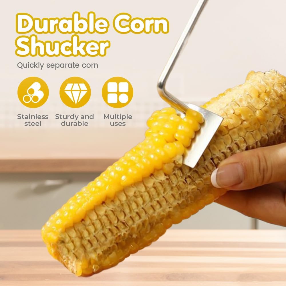 Easy Clean Corn Cob Peeler, 2025 New Corn Peeler for Corn On the Cob, Long Handle Stainless Steel Corn Stripping Tool for Home Kitchen (1 PCS)