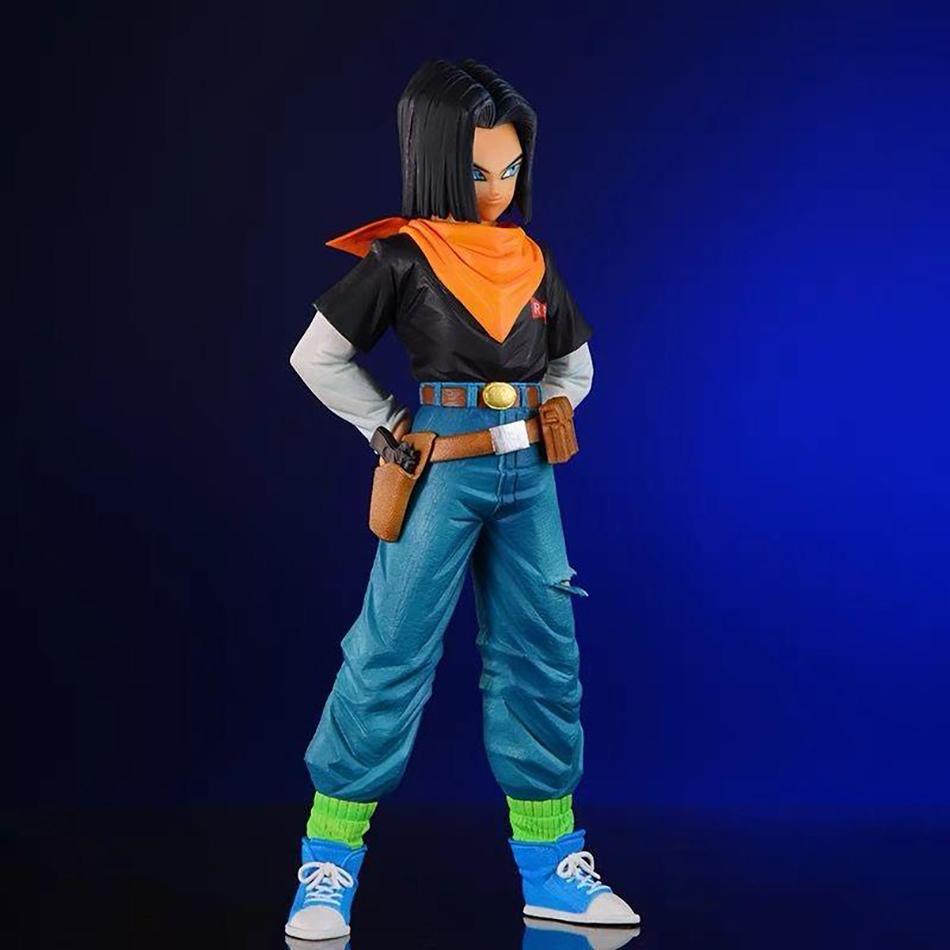 23CM Anime Dragon Ball Android 17 18 Figure Super Saiyan Pvc Desktop Display Figurines Adult Collection Model Kid Birthday Gifts