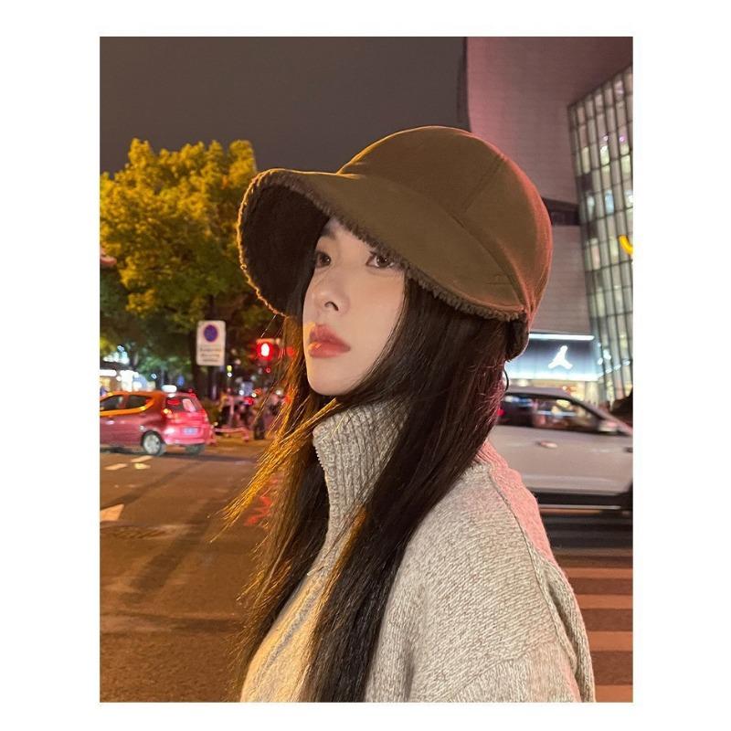 Women S Lamb Fleece Thick Short Brim Warm Winter Baseball Cap