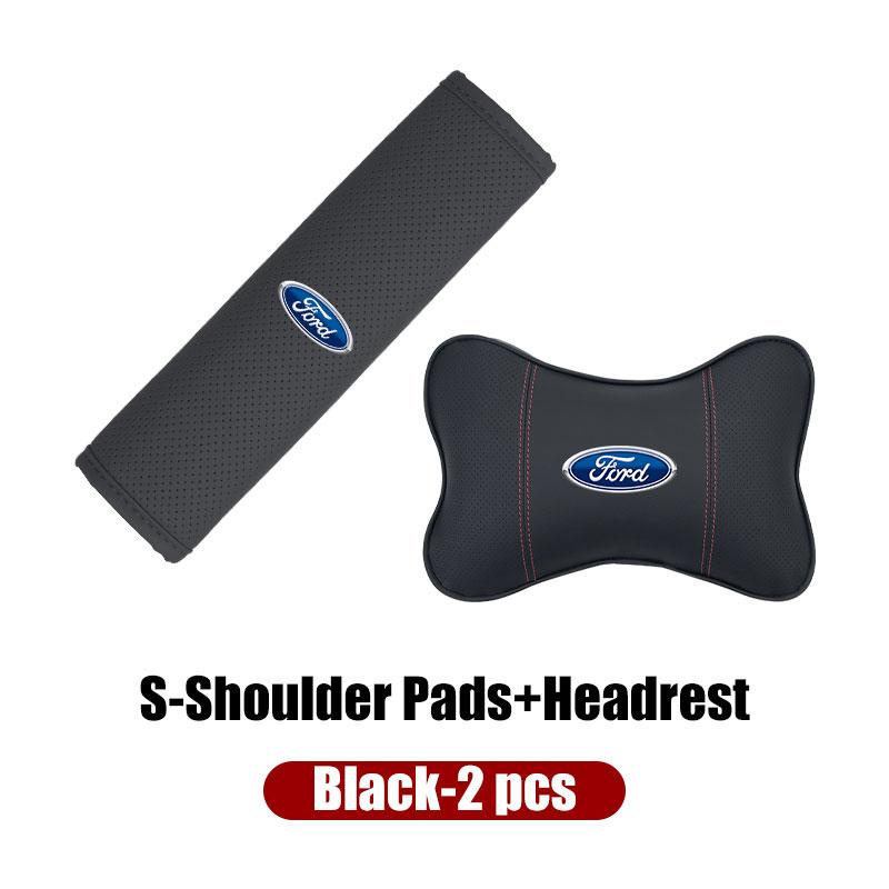KLKY5 For Ford Soft Car Headrest Cushion Seat Belt Shoulder Protector Cover Focus Mk2 Mk3 Mk4 Fiesta Ranger Mondeo S-MAX Kuga
