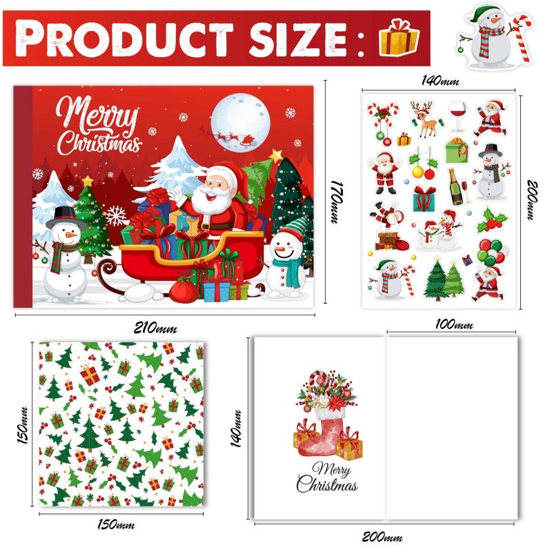 DIY Merry Christmas Scrapbook Kid's Journal Set Red Stationery Box Gold Silver Foil Notebooks Stickers Decorative Clips Pen Set