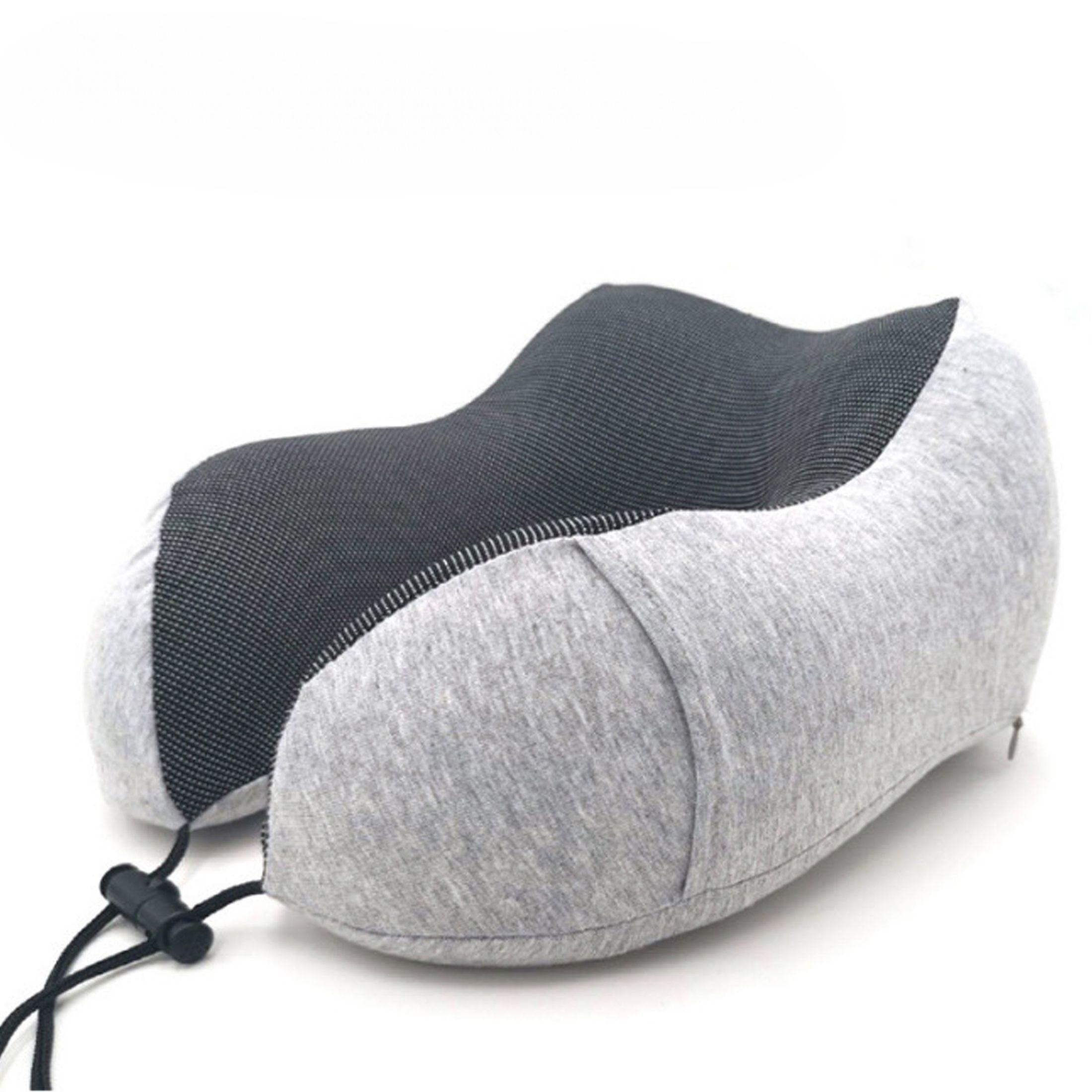 

Подушка для шеи в самолете с сумкой для хранения пены с эффектом памяти U-образная тканевая подушка для шеи светло-серый