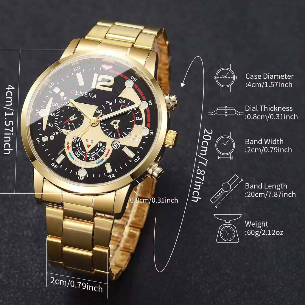 2PCS/Set Fashion Men Business Watches Luxury Analog Quartz Watch With Calendar For Men's Clock Reloj Hombre