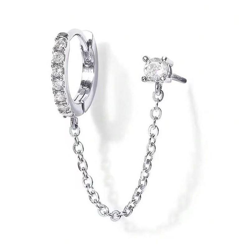 Sterling Moissanite Stud Earrings With Tassel Dangle Geometric Design Women Fashion OL Style 925 Sterling Silver