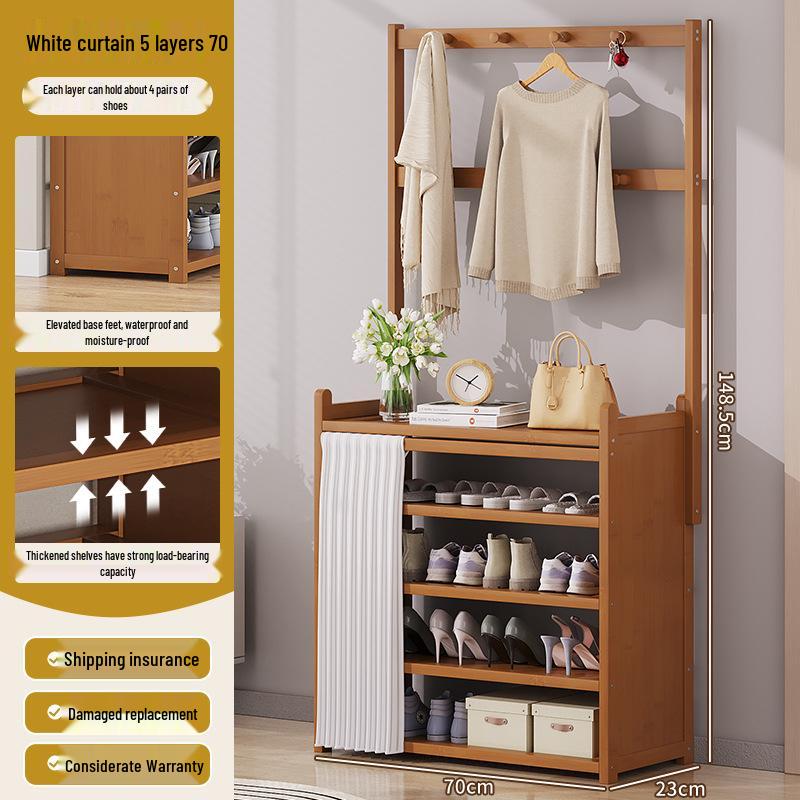 Multi-layer Dustproof Bamboo Shoe Rack for Entryway