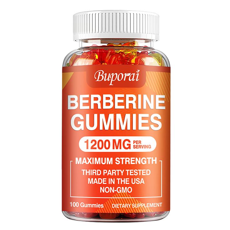 Buporai Berberin Gummis, 1200mg, mit Ceylon-Zimt und Magnesiumcitrat, zur Unterstützung des Immunsystems, für Erwachsene 100*1