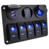 5 sets of rocker switch panels, 12-24V, with dual USB socket 4.2A+voltmeter LED light and cigarette lighter.