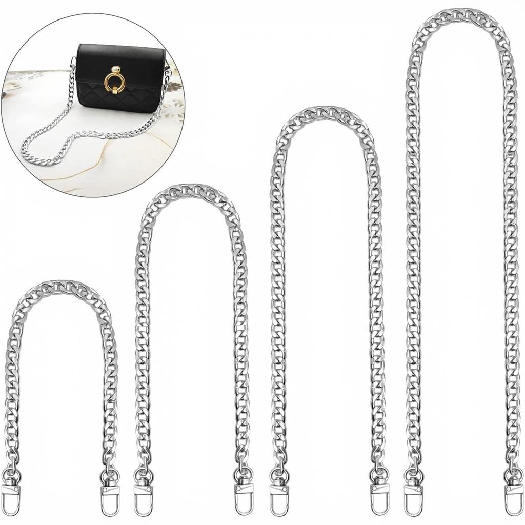 4er-Pack Taschenkettengurte in 4 Größen (20/40/80/100 cm), Ersatz-Handtaschen-Umhängetaschen-Ketten für Geldbörsen