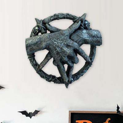 Devil Hand Goat Horn Figurine Wall Decoration Home Office Living Room Bathroom Wall Art Spooky Demon Hand Resin Statue Sculpture Wall Ornament