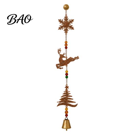 Festive Entrance Hall Decor Rustic Metal Christmas Elk Wind Chime, Xmas Hanging Ornament with Reindeer Holiday Atmosphere Door Hangers Snowflake Tree