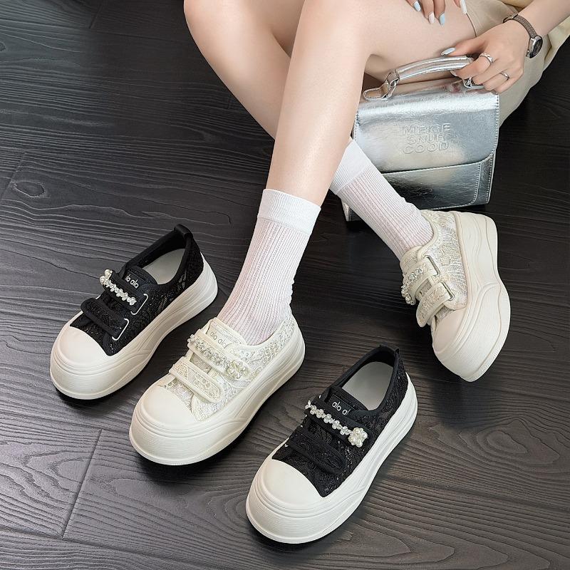 Summer new lace mesh platform white shoes women's breathable mesh casual shoes heightening versatile student board shoes