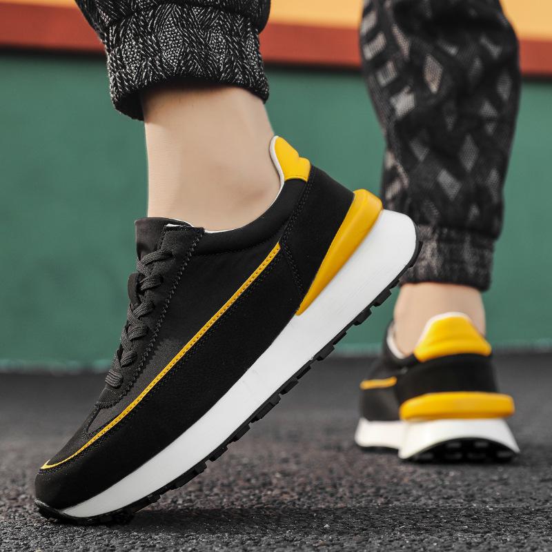 Fashion 2024 Summer and Autumn New Low-cut Lace-up Platform Casual Shoes Daily Solid Color Board Shoes Round Head Adhesive Men's Shoes