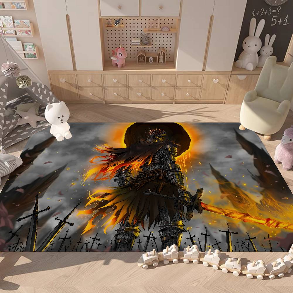Classic D-dark Anime S-souls Game Hallway Carpet Washable Non-Slip Living Room Sofa Chairs Area Mat Kitchen Doormat Area Rug